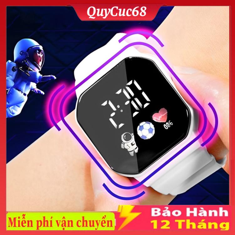 Đồng Hồ Đeo Tay Điện Tử Đèn LED Mặt Vuông Màu Trơn Họa Tiết Phi Hành Gia Trái Tim Phong Cách Hàn Quốc Cho Học Sinh