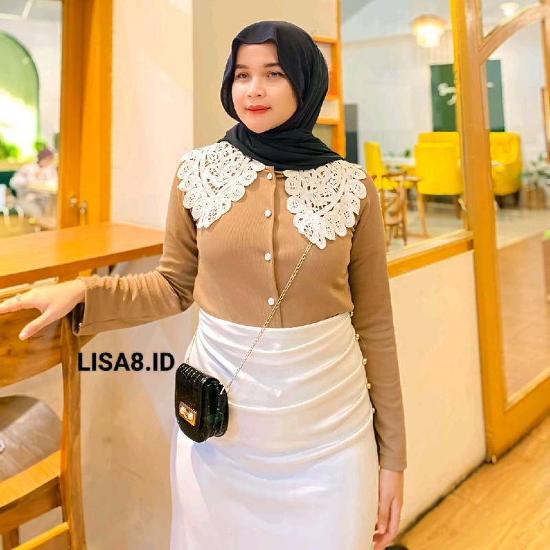 Pororo Blouse Knit Premium melar Puff Renda halus Atasan wanita Korean Style Kekinian 8