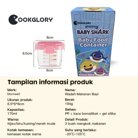 Cookglory 3 IN 1 Wadah Mpasi Bayi / Tempat Mpasi Kaca / Baby Glass Food Container Set 8