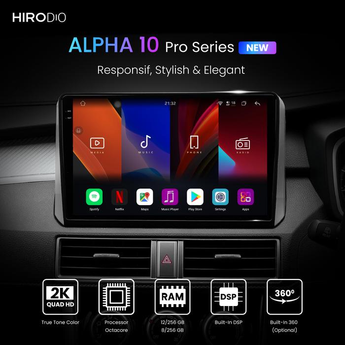 Gambar HIRODIO Alpha 10 Pro Series Headunit Android Double DIN 2K 10.1 Inch RAM 8GB ROM 256GB Camera 360 Sony Wireless Carplay & Android Auto - 9INCH(8/256GB), Non 360 dari HIRO AUTOMOTIVE Kab. Tangerang Tokopedia
