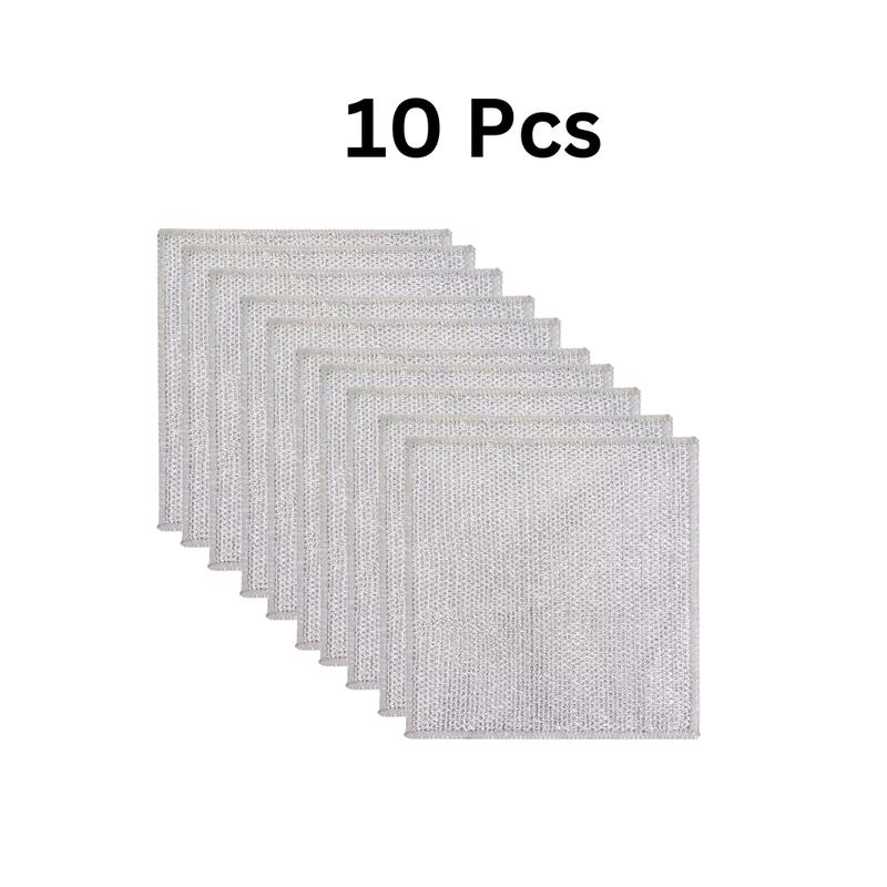 Product Introduction of (Isi 10pcs) Kain Lap Dapur Kawat Perak Metalik Bentuk Persegi Halus Sebaguna / Pembersih Panci Piring Kain Cuci Piring Kawat / Lap Cleaning/kain lap microfiber 1