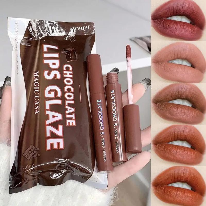 Product Introduction of 5pcs/set Long Lasting Matte Nude Brown Red Velvet Matte Lip Gloss Waterproof Nonstick Cup Liquid Lipstick Korean Makeup Cosmetic Lipstik Bibir Kosmetik Lipcream 4