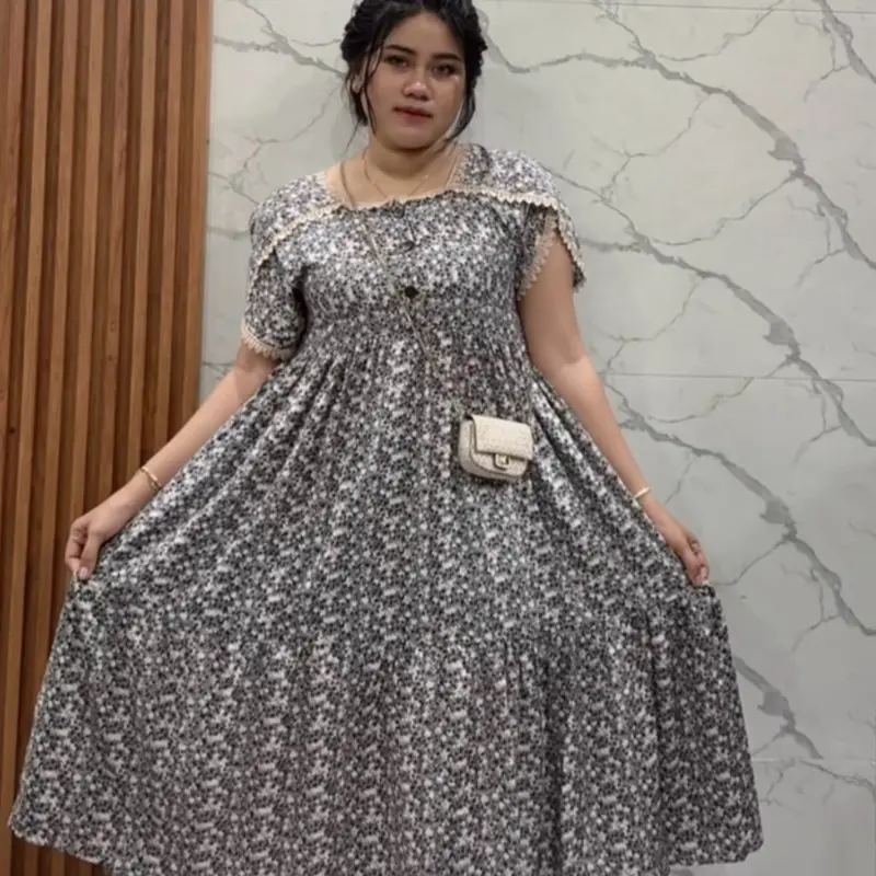 Daster motif bunga kancing bahan rayon 0