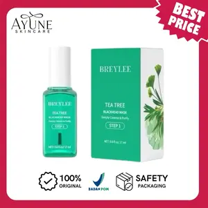 [BPOM] BREYLEE Step 1 Tea Tree Blackhead Mask & Pore Minimizer Serum - Masker Komedo Hidung Pengangkat Komedo 17ml+100pcs(DALAM BOX)