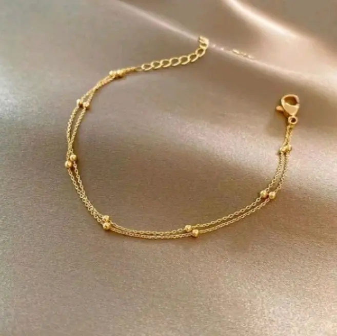 Gelang Anti Karat Titanium Gold Layer Korea Style Fashion Wanita - Bracelets, Kulit
