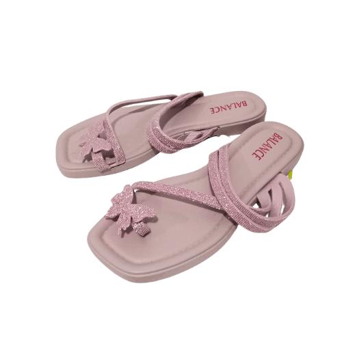 Sandal Slop Jepit Wanita Karet Jelly Import Glitter Butterfly BALANCE 2302-3K Pink Hitam Sendal 1