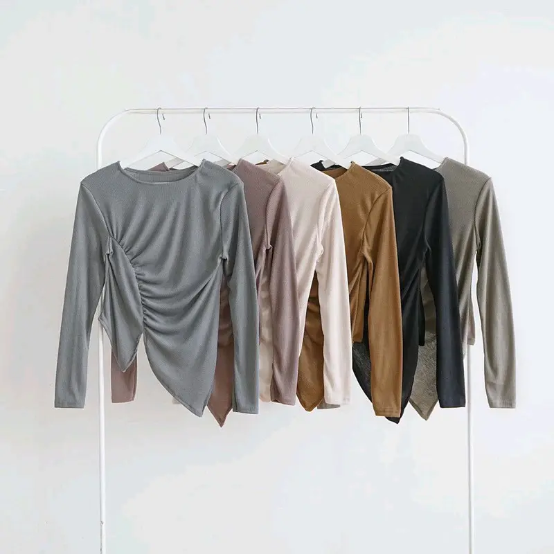 Nay' Blouse Knit Crop Top / Kaos Wanita /Atasan Wanita Tangan Panjang Polos 6