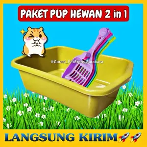 STARTER 2 in 1 Paket Anabul Bak Pasir Pup Kucing & Serokan Pasir Kucing Litter Box Tempat Pup