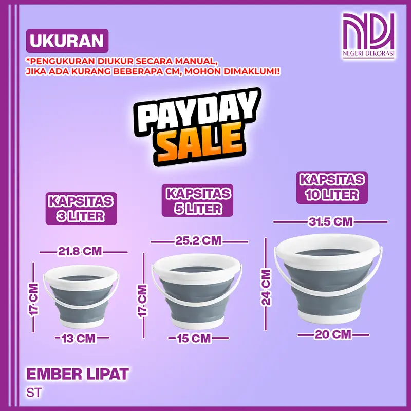 COD NEGERI DEKORASI Ember Lipat Portable 3L 5L 10L Multifungsi 7