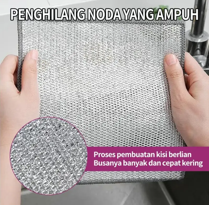 [BISA COD Kain Kawat] Lap Spons Halus / Lap Dapur Serbaguna Pembersih Piring Panci Sikat Kompor Serbet Kawat Spons Cuci Kuali Wajan 3