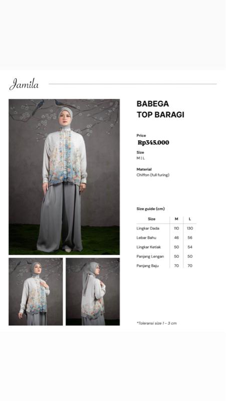 JAMILA BABEGA TOP BARAGI | Atasan Wanita, Blouse,  Baju Jamilahumailah LD110 & 130cm