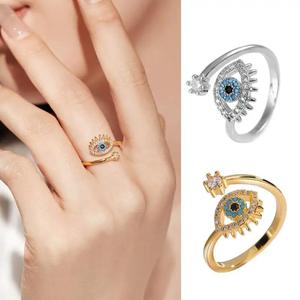 แหวนนิ้วชี้ตาสีฟ้า ดีไซน์บุคลิกภาพเกินจริง อินเทรนด์ และขายดี แหวนมินิมอลตาปีศาจ