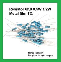 Gambar QTY 50 pcs Resistor 6K8 0.5W 1/2W Metal film 1% dari Nivico shop Kota Administrasi Jakarta Barat 2 Tokopedia