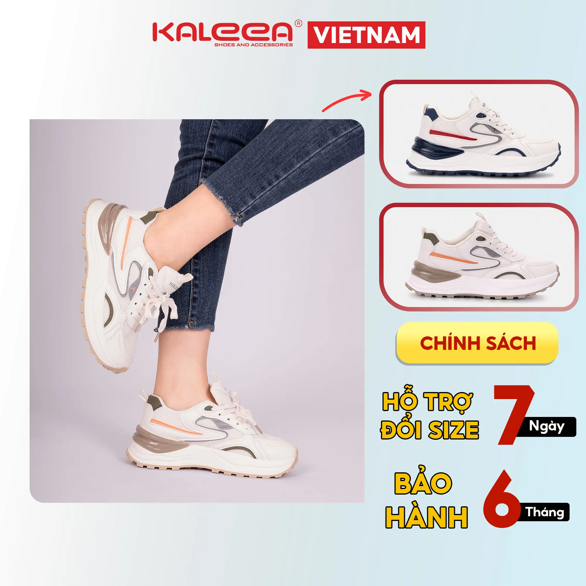 KALEEA T115 - Giày Thể Thao Sneaker Nữ Độn 4cm Tăng Chiều Cao, Đi Chơi, Đi Làm Đều Được