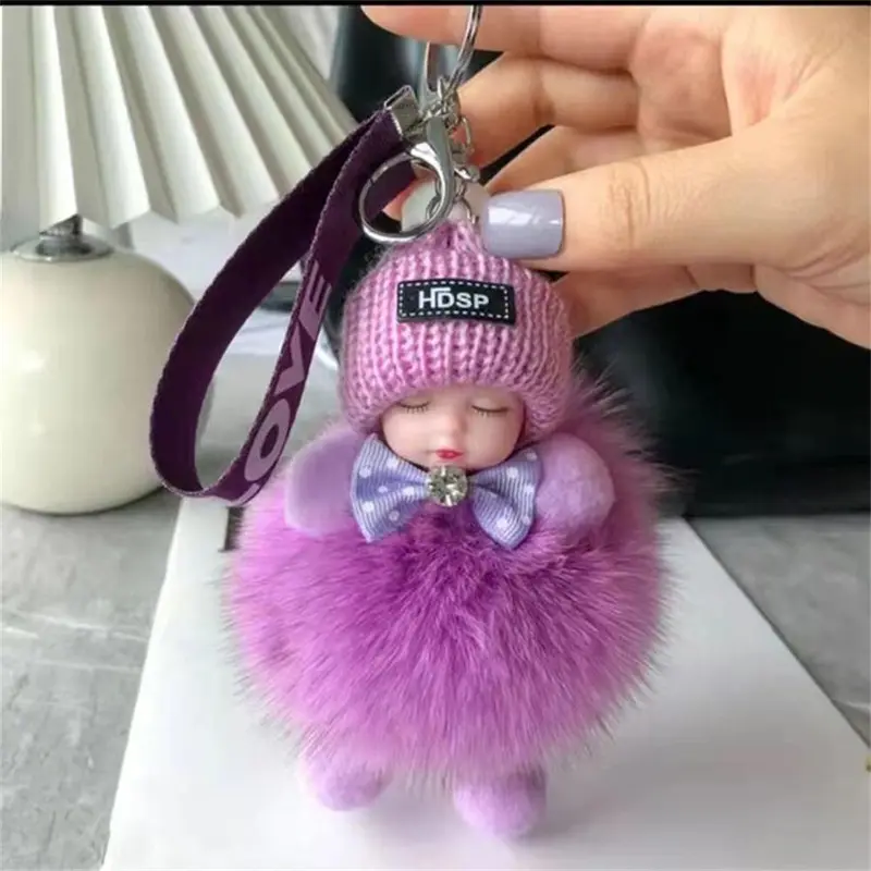 Móc Chìa Khóa Búp Bê Nhồi Bông Mặt Dây Chuyền Bông Pom Pom, Móc Chìa Khóa Em Bé Ngủ, Thiết Kế Sáng Tạo Và Dễ Thương, Thích Hợp Làm Đồ Trang Trí Mặt Dây Chuyền Ba Lô, Quà Tặng Phổ Biến 6