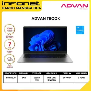 ADVAN TBOOK N100 8GB 128GB EMMCxSATA 14" UHD GRAPHICS WIN 11/GREY/1Y WARRANTY