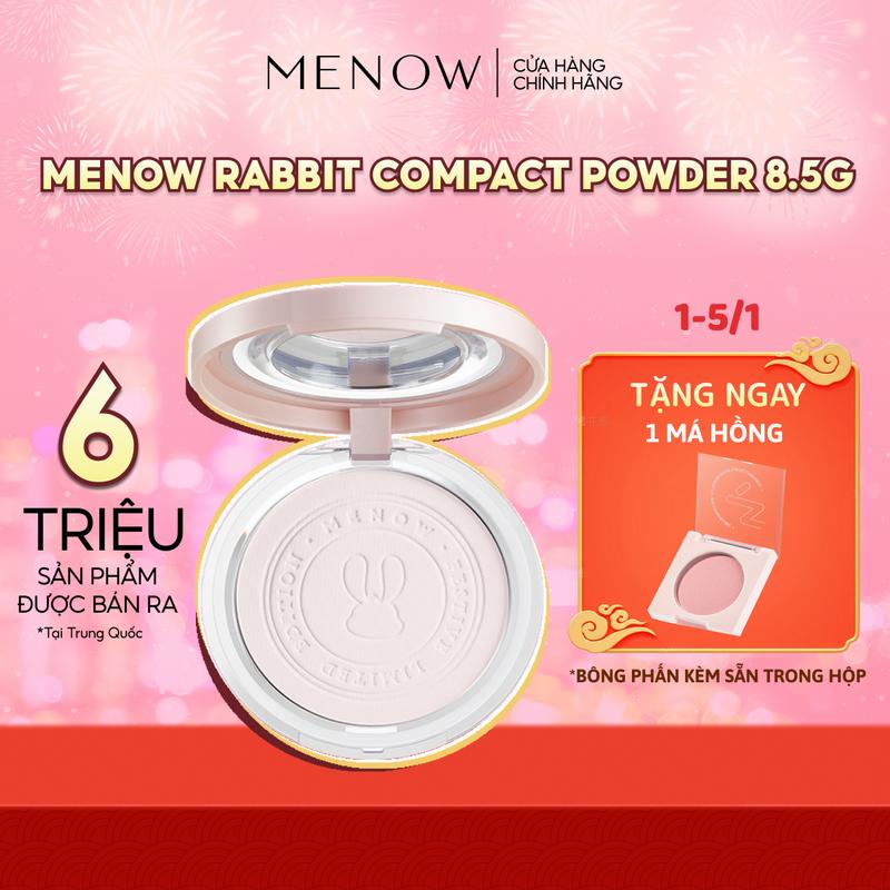   MUA 1 TẶNG 1  Phấn phủ nén làm đều màu da MENOW Rabbit Compact Powder 8.5gr  TẶNG 1 MÁ HỒNG  