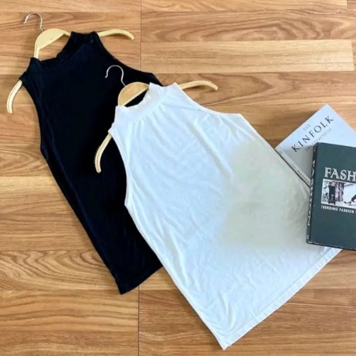 Pakaian wanita inner tanktop atasan cewek dewasa Hitam  Putih Casual  Outer Remaja Sport Crop bahan jersey
