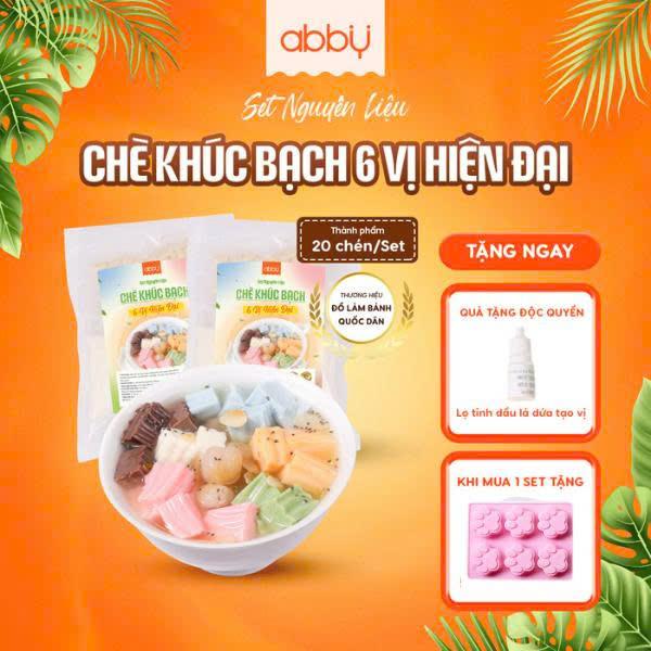 [ABBY] [TẶNG KHUÔN SILICON] Set Nguyên Liệu Chè Khúc Bạch 6 vị - Thành Phẩm 20 chén - Thạch Phô Mai Mềm Mịn, Núng Nính, Khúc bạch vải nhãn đơn giản