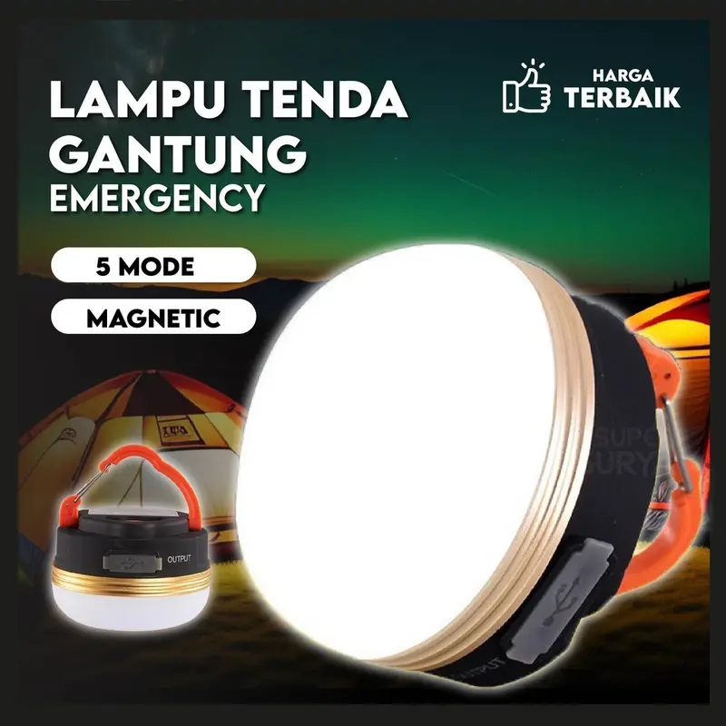 Lampu Tenda Gantung 5 Mode Magnetic 180 Lumens Emergency Camping Bakpao Bapao Indonesia White 0
