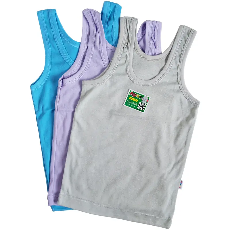 Paket Lusinan  Singlet Agree ST 05 Warna Polos / Pakaian Dalam Anak Unisex 4-15 th Dasar Warna / Kaos Singlet Anak 3pc,6pc ,12pc Fashion 0