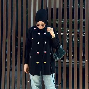 GAGE-Shaina Atasan Bordir Mickey Kemeja Wanita Bahan Rayon