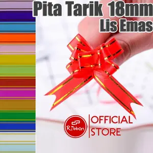 Pita Tarik Lis Emas 18mm Pita Serut Parcel Kado Souvenir Gold Strip Lace Mas