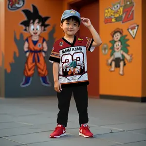 KABENOS Custom Nama Jersey Anak Dryfit UV Usia 2-9 Tahun