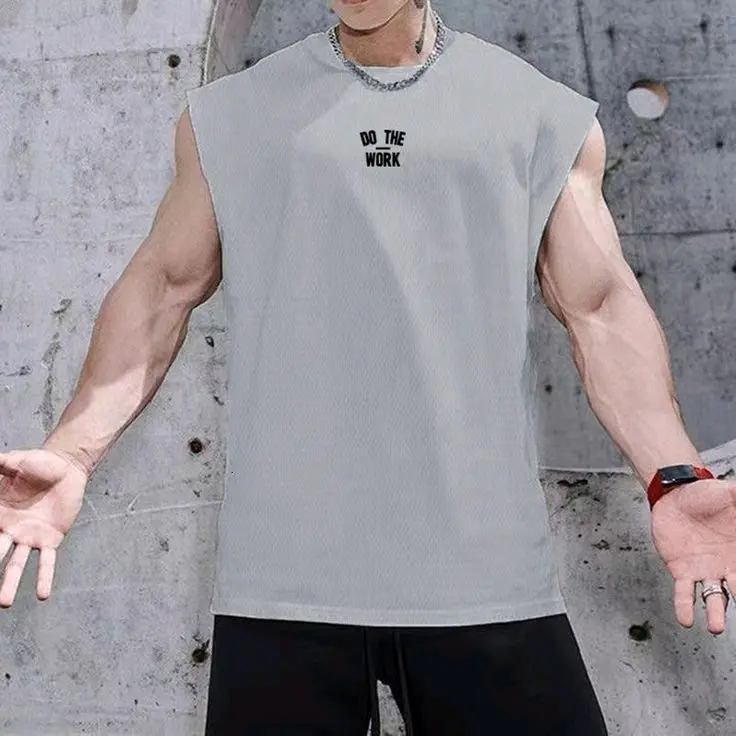 Singlet Pria Big Size S - 6XL Do The Work Logo Full Print Tank Top Man Baju Fitness Catton 30s Adem Menyerap Keringat 6XL 5XL 4XL 3XL 2XL XL L M S Kaos santai Crew Neck Slim-fitting Hitam Putih Distro Katun Keren Dewasa