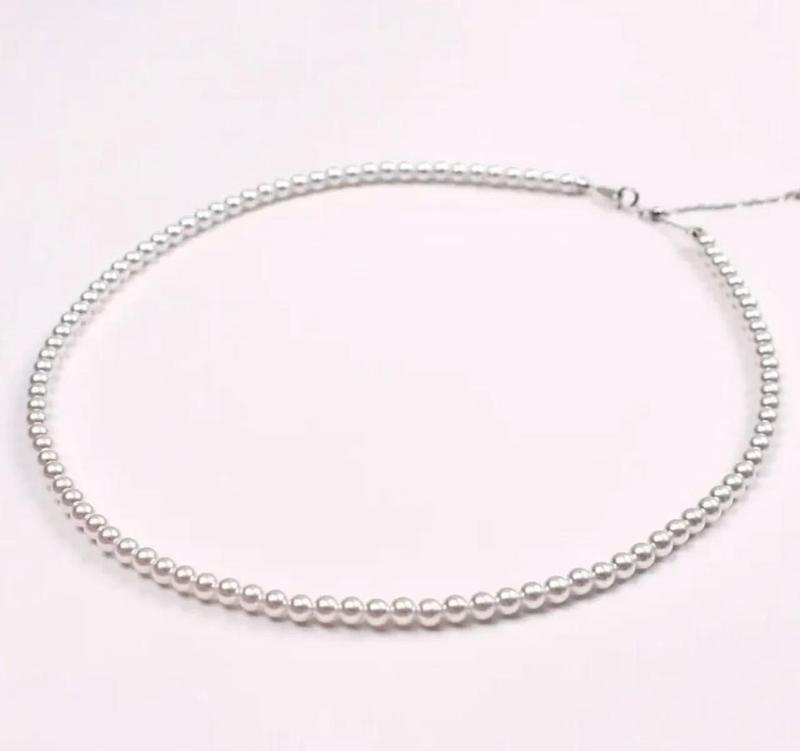 4-5mm natural freshwater seedless millet pearl necklace S925 silver clasp 3