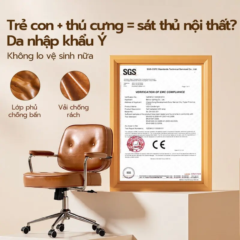 Ghế xoay văn phòng Xpanse 005 Da sáp chống nước chống trầy xước, Đệm ngồi latex êm ái | ghế làm việc |  ghế tựa lưng | BigBuy360 - bigbuy360.vn