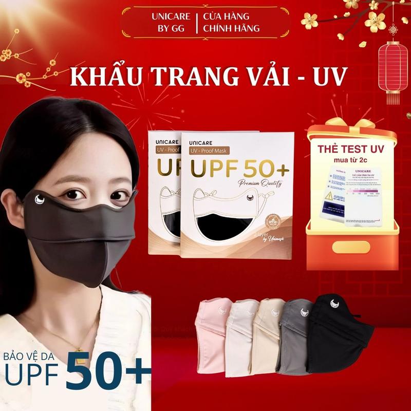 DEAL HỜI Khẩu trang vải UNICARE chất liệu lụa băng mềm mịn Khẩu trang chống tia UV chống nắng Phù hợp nam nữ trẻ em phụ kiện che mặt Mát lạnh thoáng khí mix màu trendy