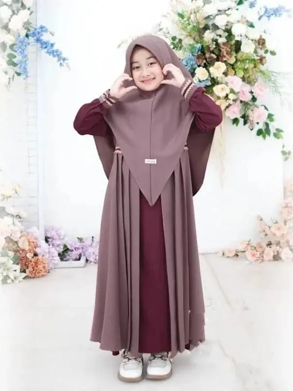 Gamis Anak 2025 Ryana Syari Kids Terbaru untuk Anak Perempuan Usia 5-13 Tahun Bahan Crinkle Airflow Baju Muslim Khimar Renda
