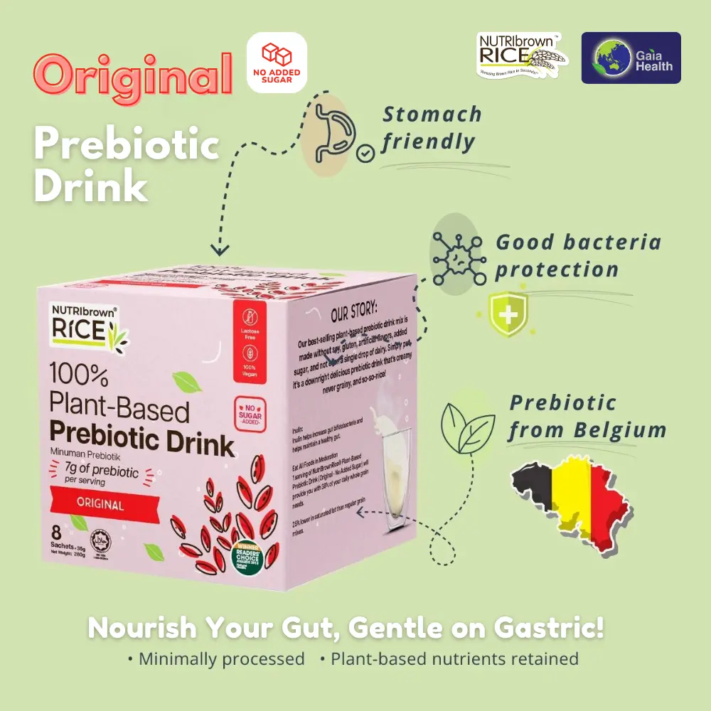 NutriBrownRice - Original Nutri Brown Rice Drink (Prebiotic, No Sugar Added): Improve your Digestive Health, gut health