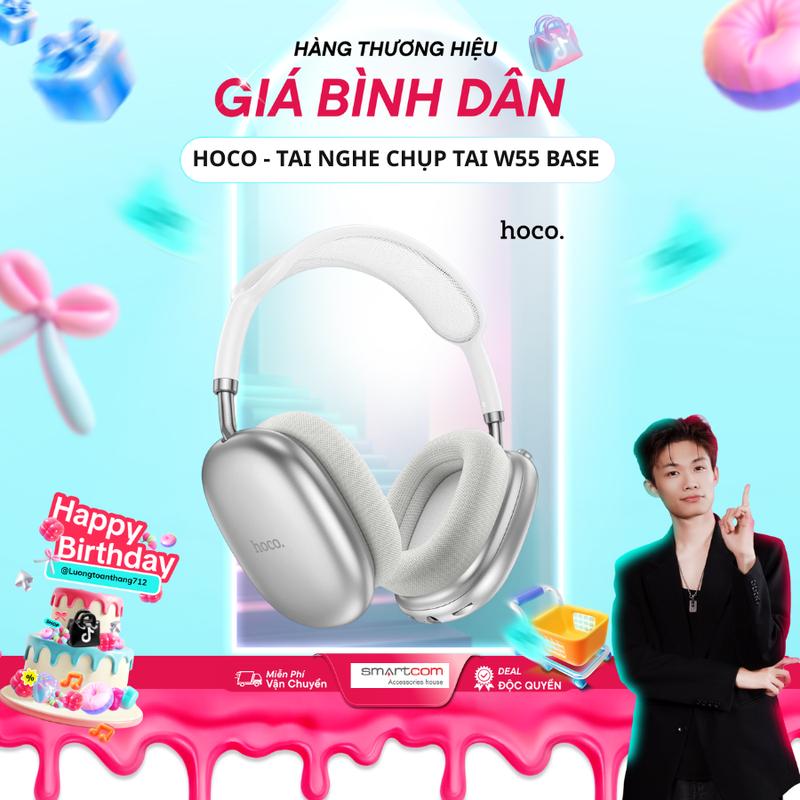 Luongtoanthang712 Tai nghe trùm W55 HOCO - Nghe nhạc chất lượng cao - 4 màu - Headphone trẻ trung dung lượng pin lớn tainghe chuptai airpods pro Bluetooth chống ồn