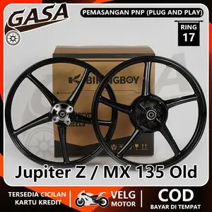 VELG BIKINGBOY PALANG Sanca RING 17 Untuk Jupiter Z New/Z1/Burhan/Robot, MX 135 Old, Vega R/Rr/Zr New (Tromol Besar), LC135 Velg Racing Ukuran Set 140*17 160*17 PNP TANPA MODIF Warna Hitam / Black