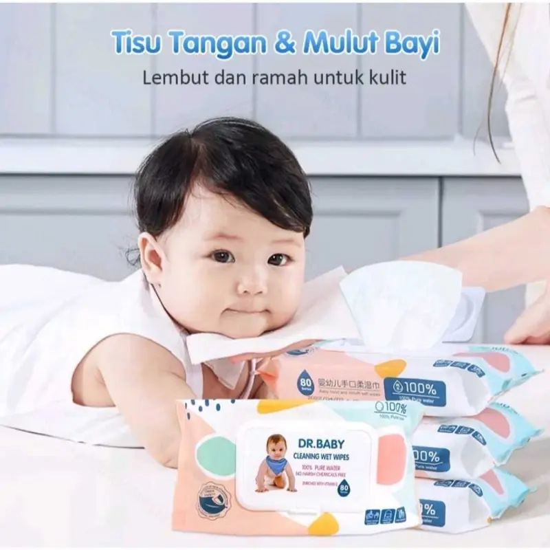 (FS) PAKET 6! TISU BASAH DR BABY ORIGINAL ISI 80 SHEET Bayi Tissue Wipes 6