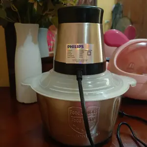 Chopper Phillips Daging Blender Bumbu Electric 400W 2L Kaca /Metal 304 Meat Grinder Food Processor Terbaru