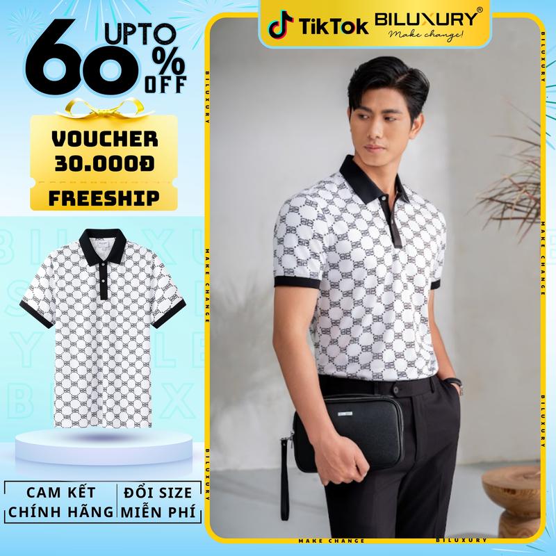 [Hàng Mới 2025] Áo Polo Biluxury Cao Cấp 8APCH426TRK Thiết kế họa tiết tinh tế form ôm vừa người tôn dáng trẻ trung Nam Ngắn Tay Menswear Shirt Có Cổ