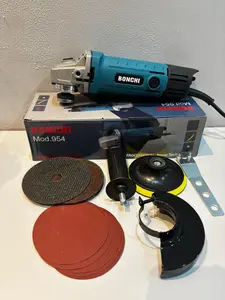 NEWW BONCHI MESIN GERINDA TANGAN 4INC GERINDA low watt SELEPAN MESIN POTONG KERAMIK 4INC POTONG BESI KAYU DLL FREE TATAKAN AMPLAS DAN AMPLAS TEMPEL 10PCS