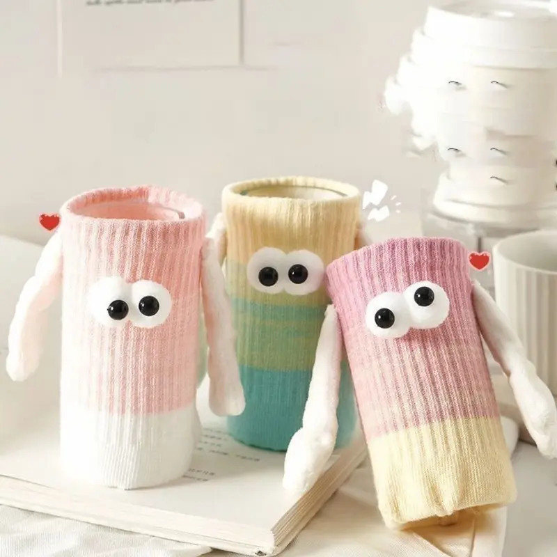 Tất Cặp Đôi, Cầm Tay, Màu Gradient, Tất Cầm Tay, Thiết Kế Hoạt Hình Dễ Thương, Thích Hợp Cho Mùa Hè, Tất Mỏng, Tất Mới Lạ Cho Phụ Nữ Và Nam Giới, WZ46 6