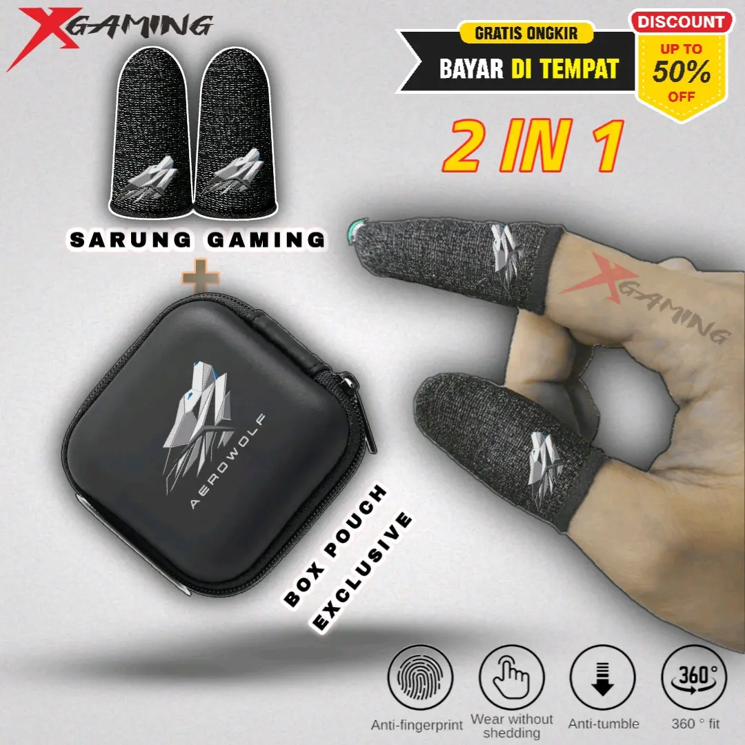 AERO Gratis Box Pouch Sarung Jempol Gaming Game Anti Keringat Basah Super Sensitif Finger Sleeve Aksesoris Konsol Gamers Premium Accessories