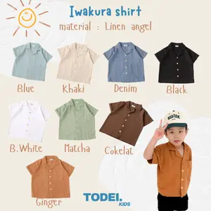 Todei.kids Kemeja Atasan Lengan Pendek Anak Laki Laki Casual Linen Angel Premium 1 Sampai 6 Tahun / Kemeja Iwakura