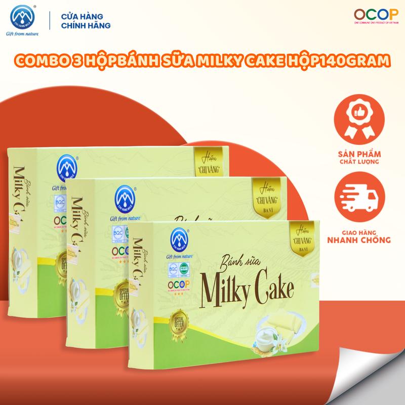 Combo Bánh sữa ba vì milky cake hộp 140g 1 hộp 14 thanh SỮA CHỊ VÀNG OFFICIAL