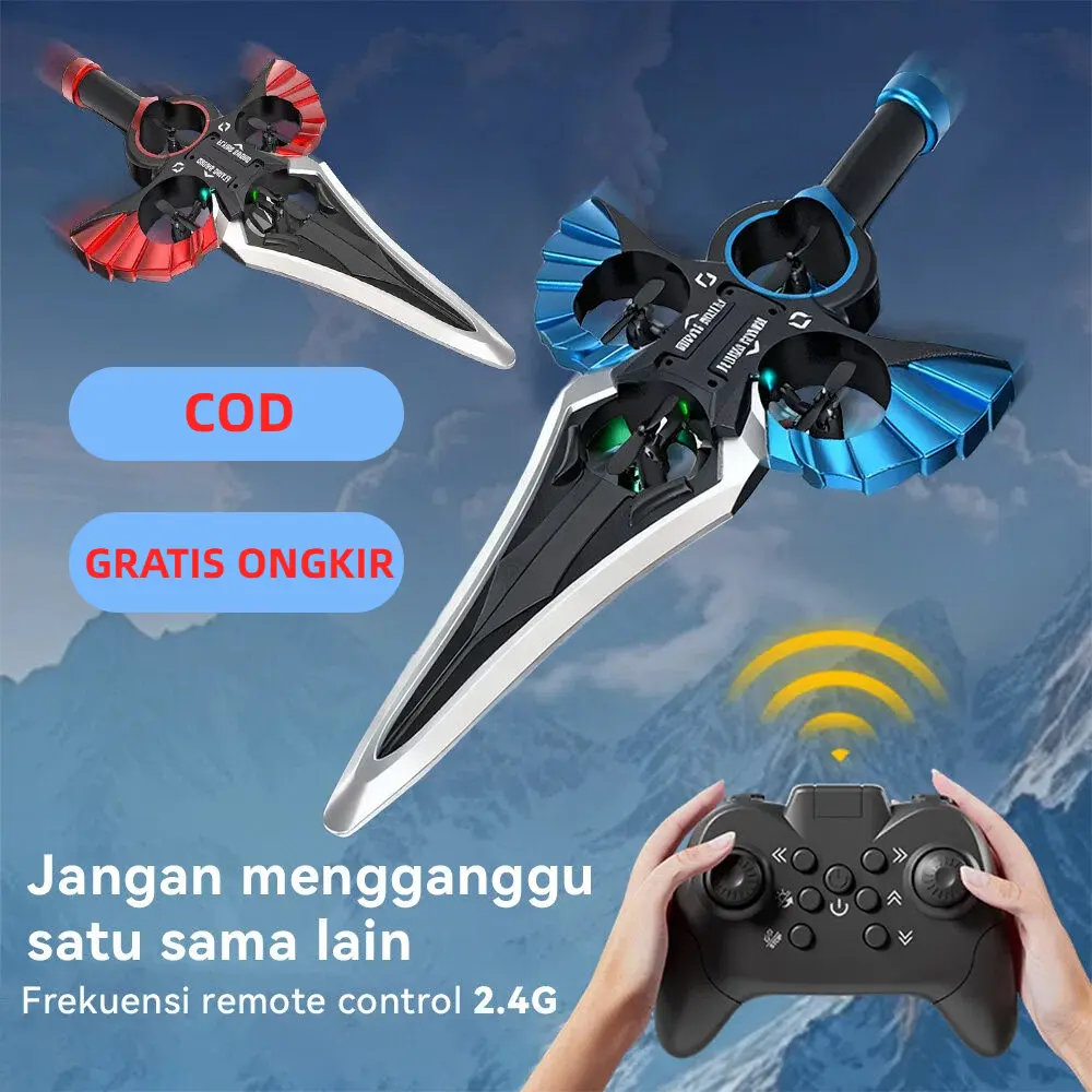[MANTAP]Pedang Terbang Remote Control Sword 360°Rotasi 2.4G Mainan Pesawat RC Stunt Airplane Glider Mainan Anak Laki-laki COD Gratis Ongkir Frekuensi Remote Control 2.4G