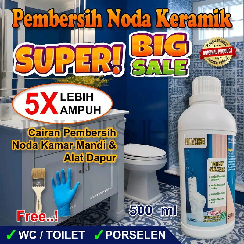 POLLCLEEN TOILET CLEANER PEMBERSIH NODA KERAK KAMAR MANDI ISI 1000ML cairan  pembersih 1