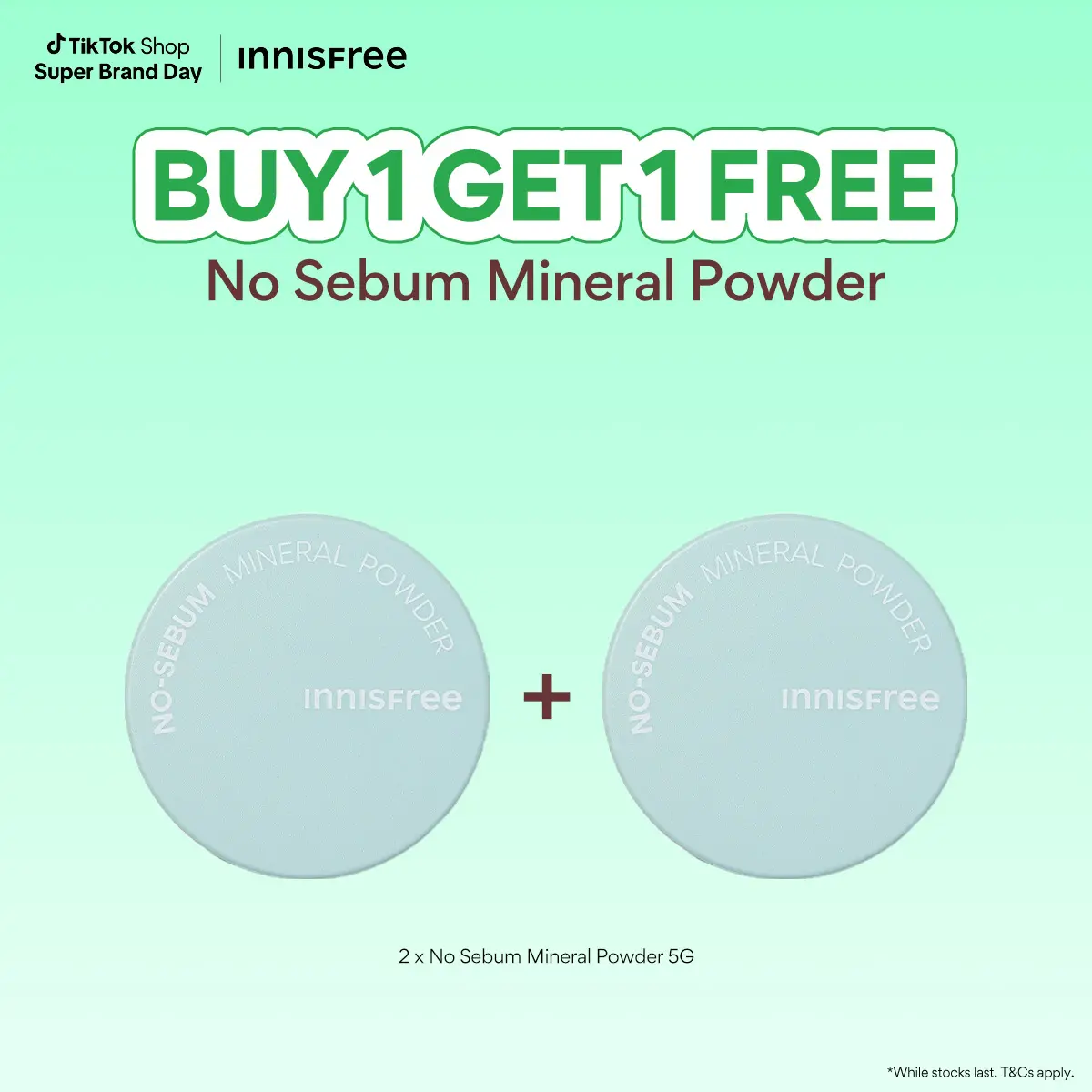 (26 - 28 Apr: Buy 1 Get 1 Free) INNISFREE No Sebum Mineral Powder 5g Duo