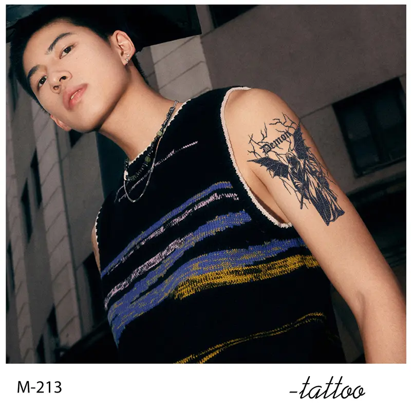 ZOAR-Y30 Stiker Tato Temporary Semi Permanen【Kombinasi kematian】Tahan lama Tattoo menempel dekorasi seni untuk pria dan wanita 4