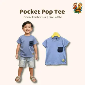 [YEAR END SALE 2025] SikecilPunyaGaya BAJU ANAK DAILY KAOS ANAK LAKI LAKI POCKET POP TEE USIA 1-5 TAHUN FASHION ANAK Bahan Kombed 24s Size 1-8thn
