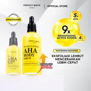 [100ml] PERFECT WHITE AHA Body Serum Whitening & Moisturizing | Perawatan Pencerah, Mencerahkan, Memutihkan Kulit Tubuh, Memudarkan Noda Hitam Kaki Tangan Ketiak Tubuh | Campuran Hand Lotion